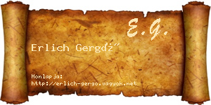 Erlich Gergő névjegykártya